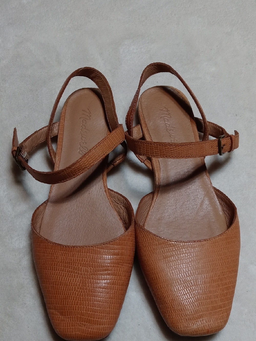 Madewell The Jeanne Cognac Textured Leather Slingback Flats Size 7